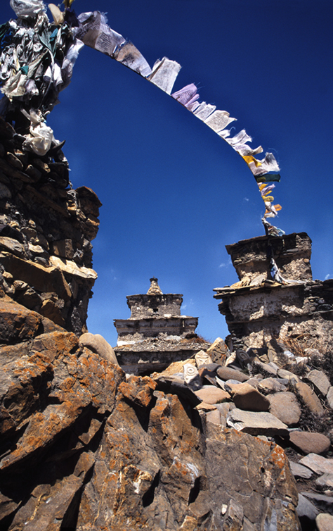 PRAYER FLAGS AND STUPAS OF UPPER DOLPO